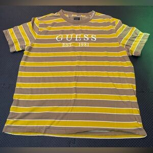 Guess Brown and Yellow Striped Shirt